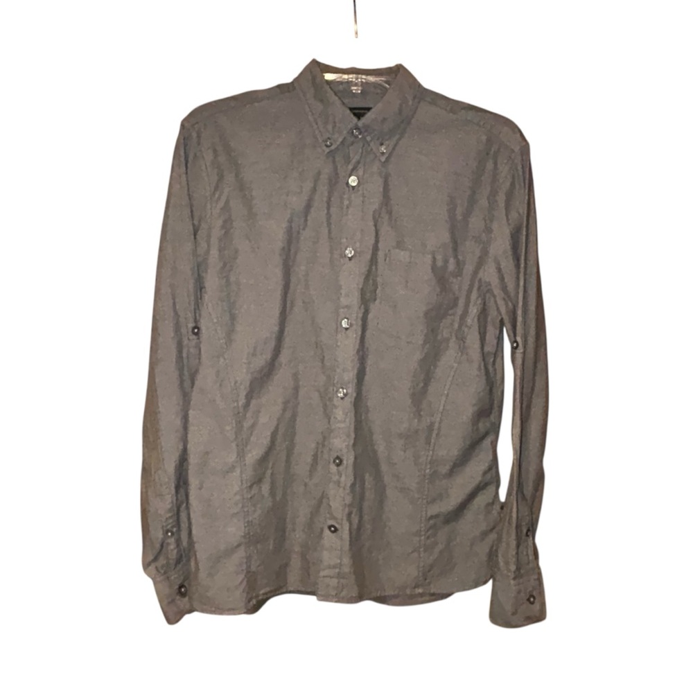 John Varvatos USA Men’s Gray Button Down Shirt Small Roll Tab Sleeves Cotton
